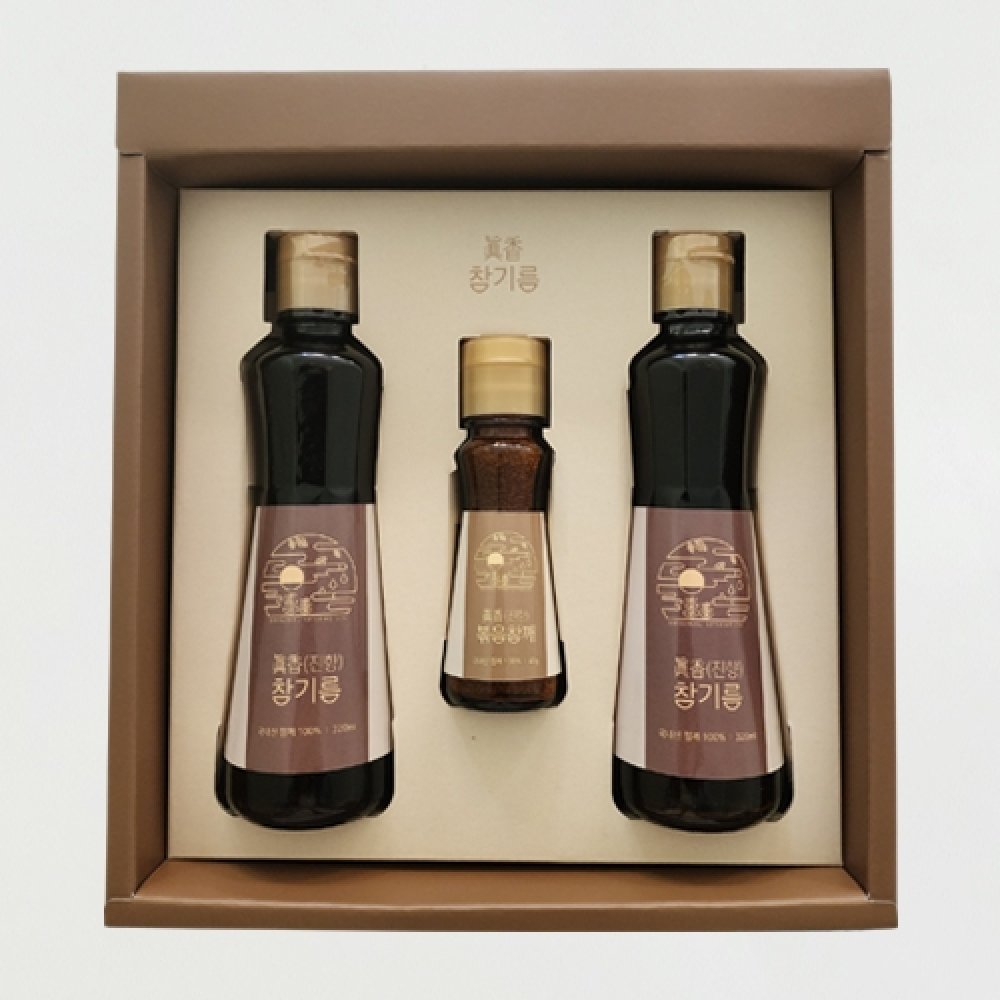 진향참기름세트2 (참기름320ml 1병 + 참기름80ml 1병 + 볶음참깨150g 1병)